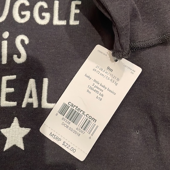 3 piece Carter’s set, indie, long pants, long sleeve T-shirt. Dark navy color. - Picture 5 of 6